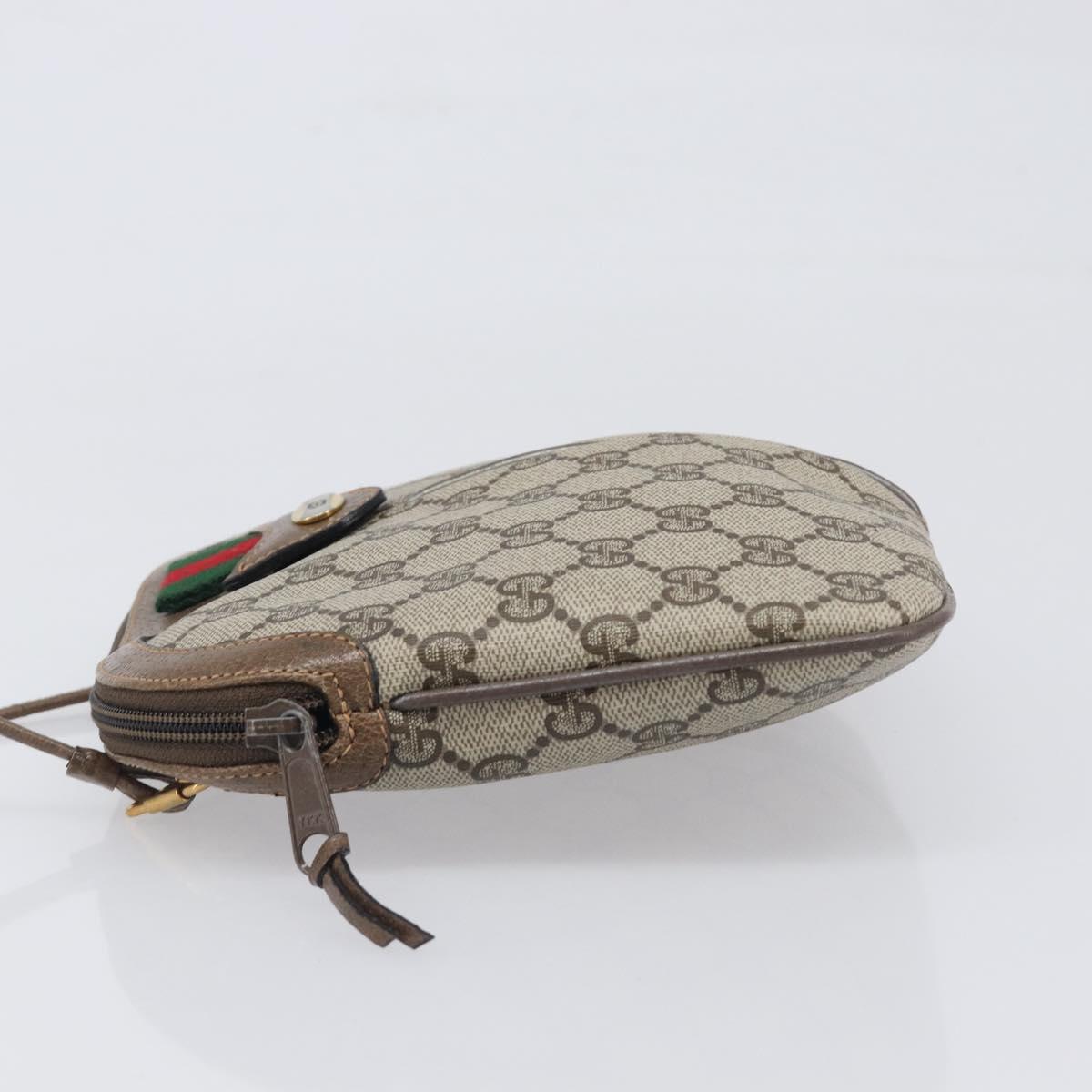 GUCCI GG Supreme Web Sherry Line Bag PVC Beige Gold 904 02 047 Auth 199660
