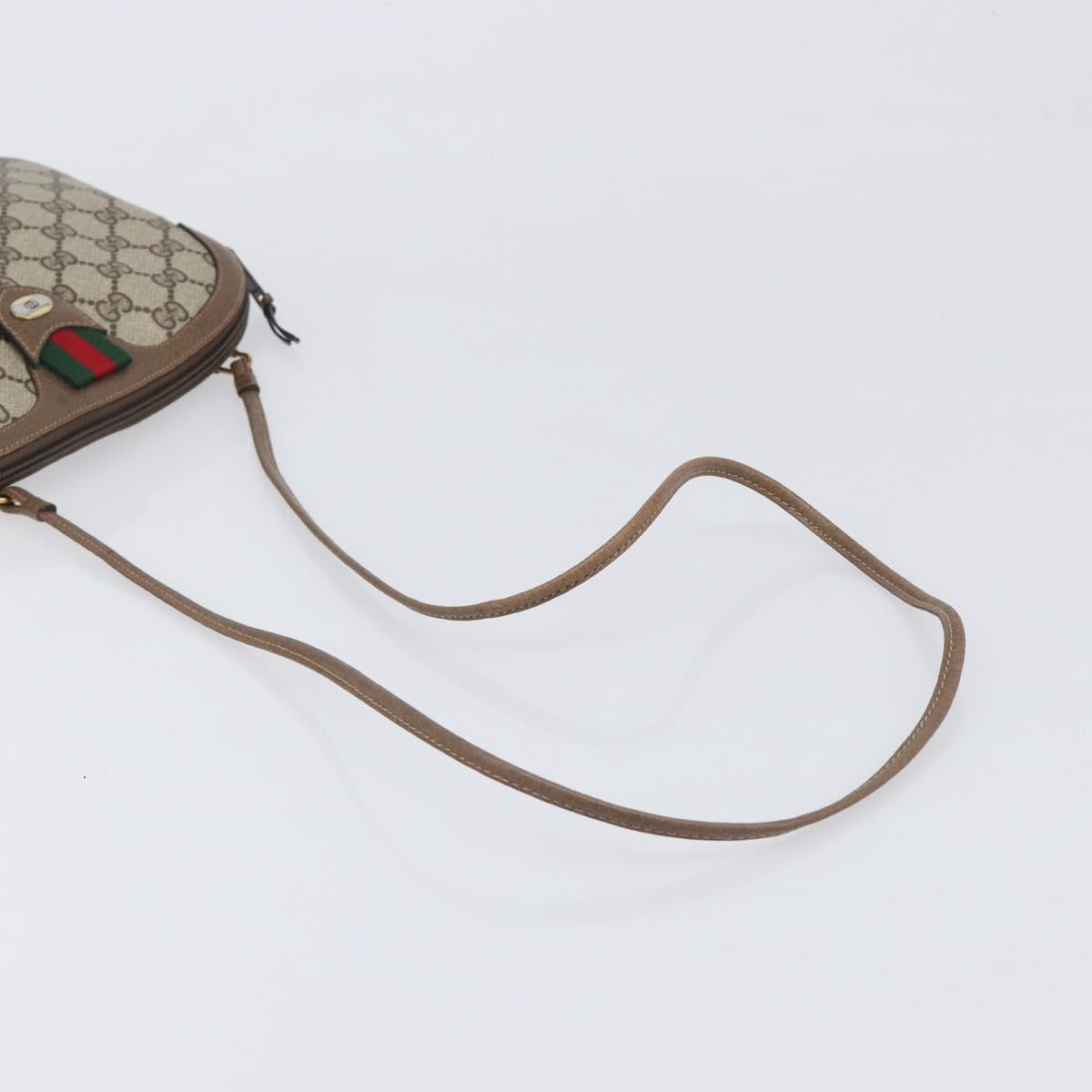 GUCCI GG Supreme Web Sherry Line Bag PVC Beige Gold 904 02 047 Auth 199660