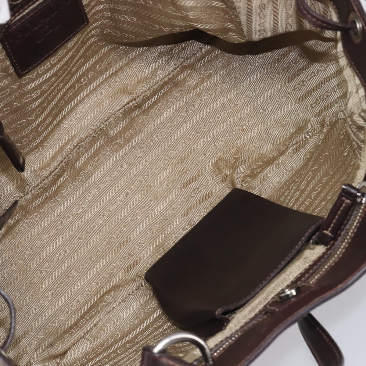 PRADA Tote Bag Canvas Jacquard Beige Silver Auth 199661V