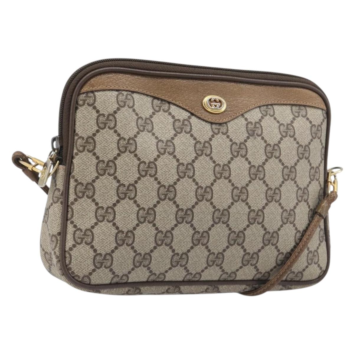 GUCCI GG Supreme Shoulder Bag PVC Beige Gold 97 02 068 Auth 199662