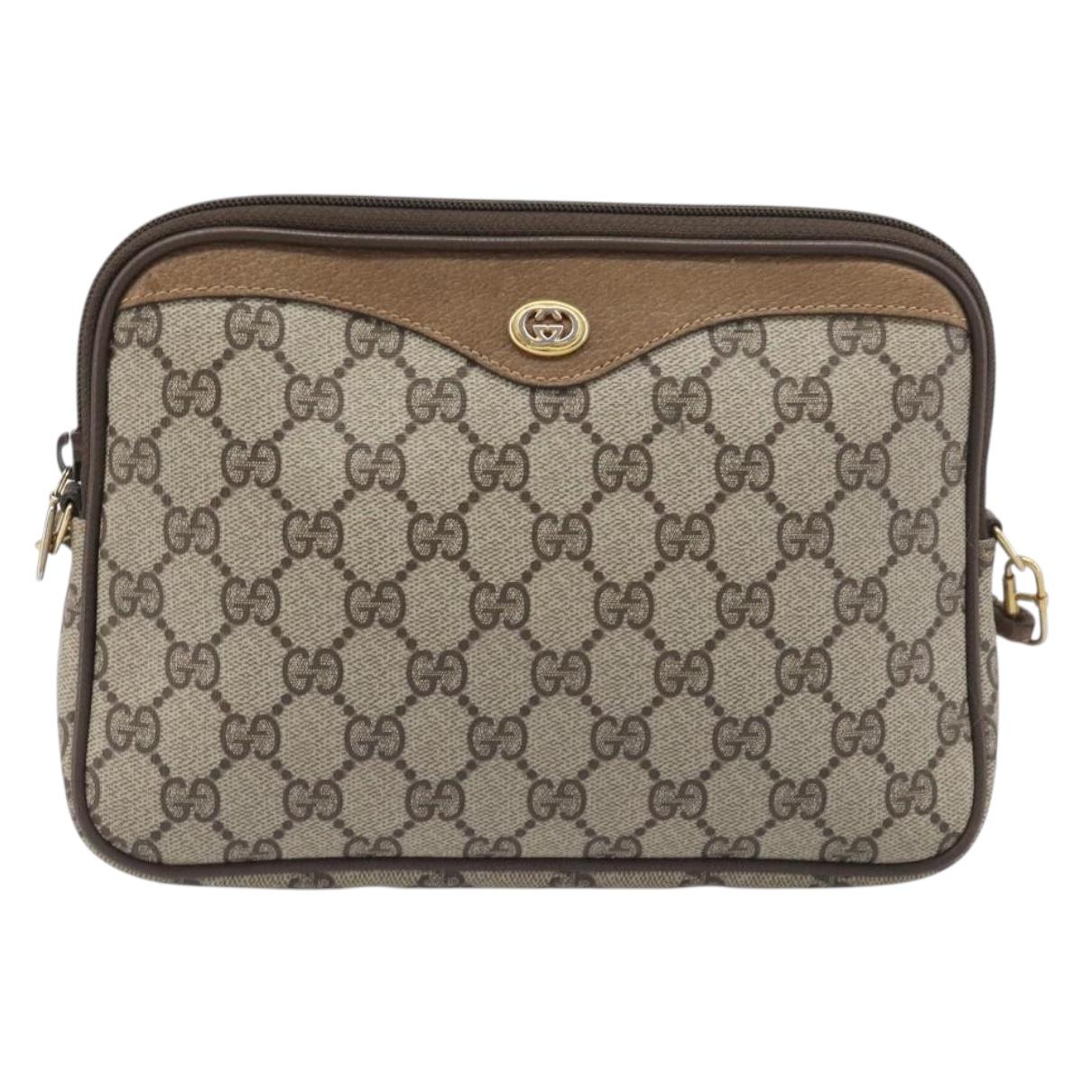 GUCCI GG Supreme Shoulder Bag PVC Beige Gold 97 02 068 Auth 199662