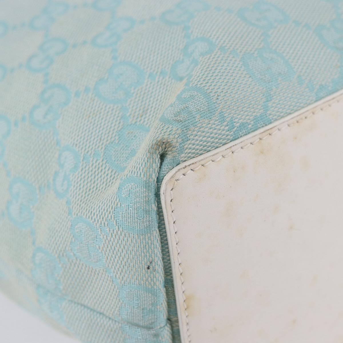 GUCCI GG Canvas Tote Bag Light Blue Gold 002 1099 Auth 199663