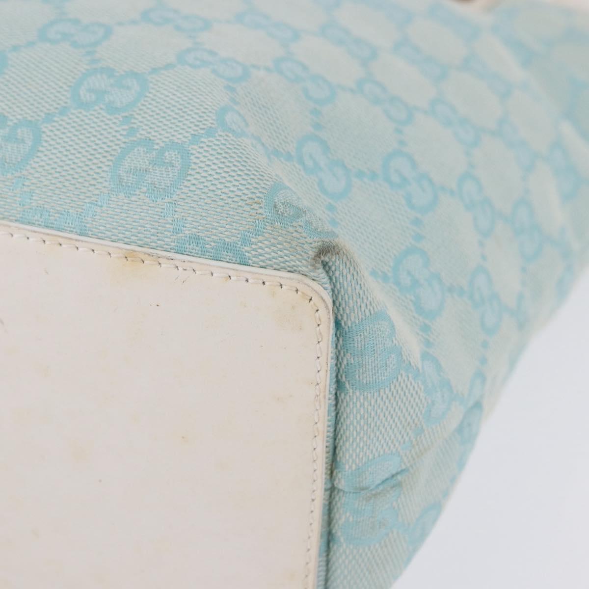 GUCCI GG Canvas Tote Bag Light Blue Gold 002 1099 Auth 199663