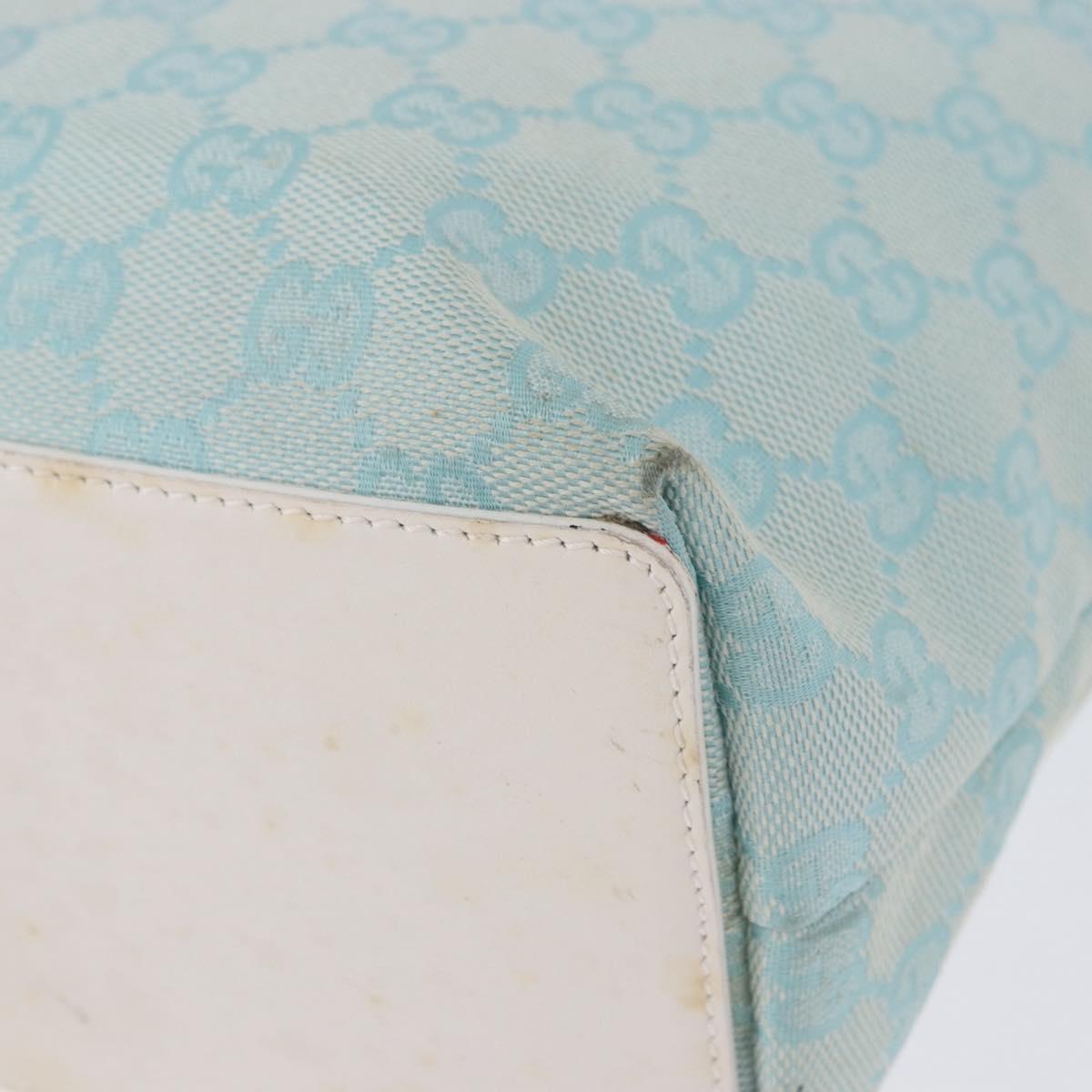 GUCCI GG Canvas Tote Bag Light Blue Gold 002 1099 Auth 199663