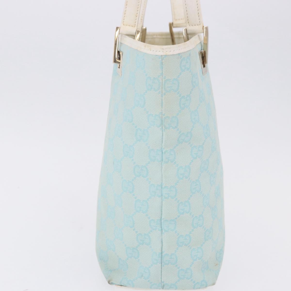 GUCCI GG Canvas Tote Bag Light Blue Gold 002 1099 Auth 199663