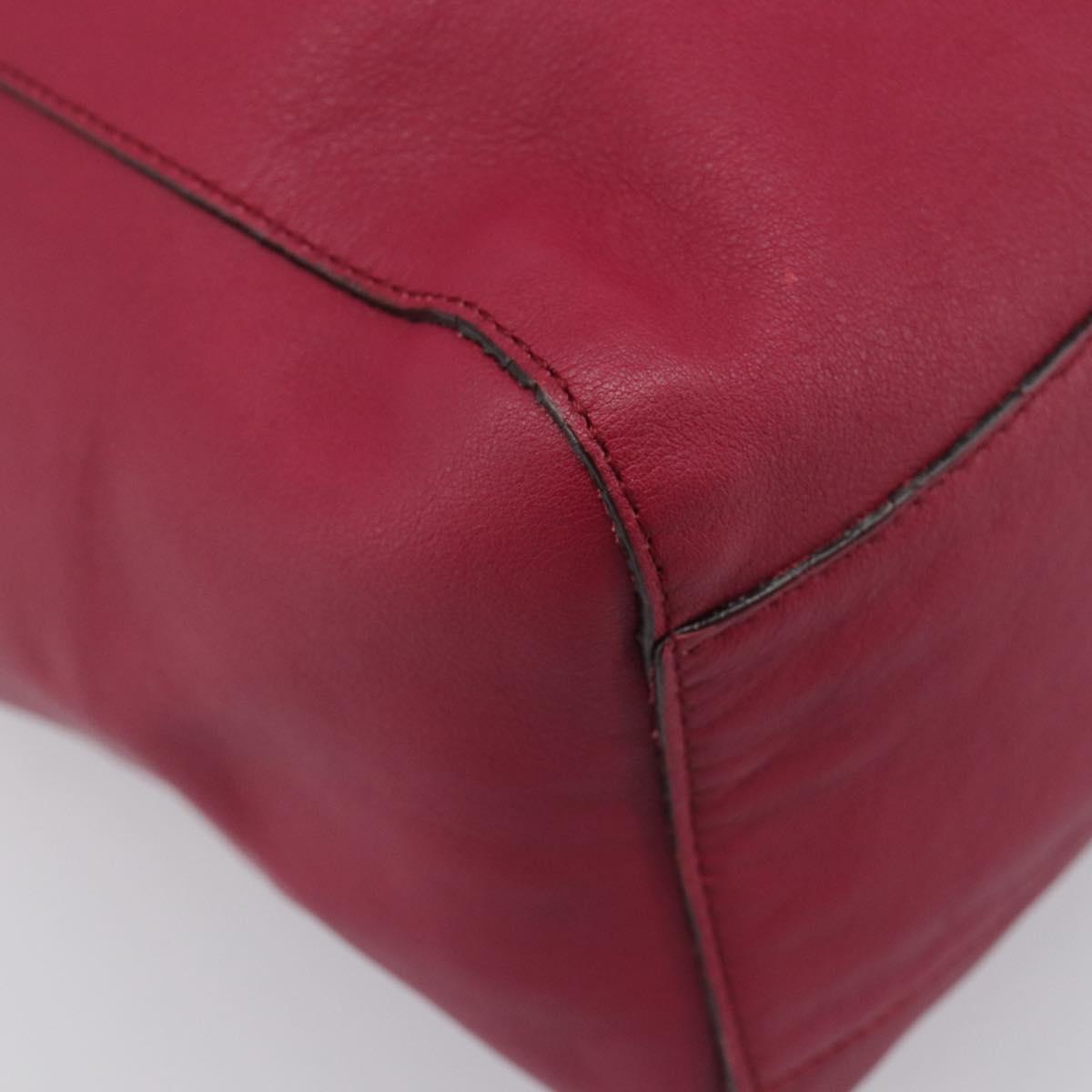 LOEWE Tote Bag Leather Wine Red Silver Auth 199664V