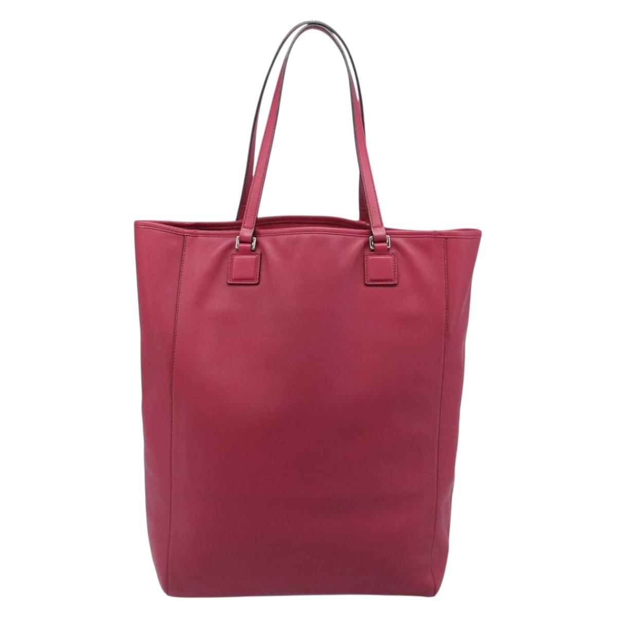 LOEWE Tote Bag Leather Wine Red Silver Auth 199664V