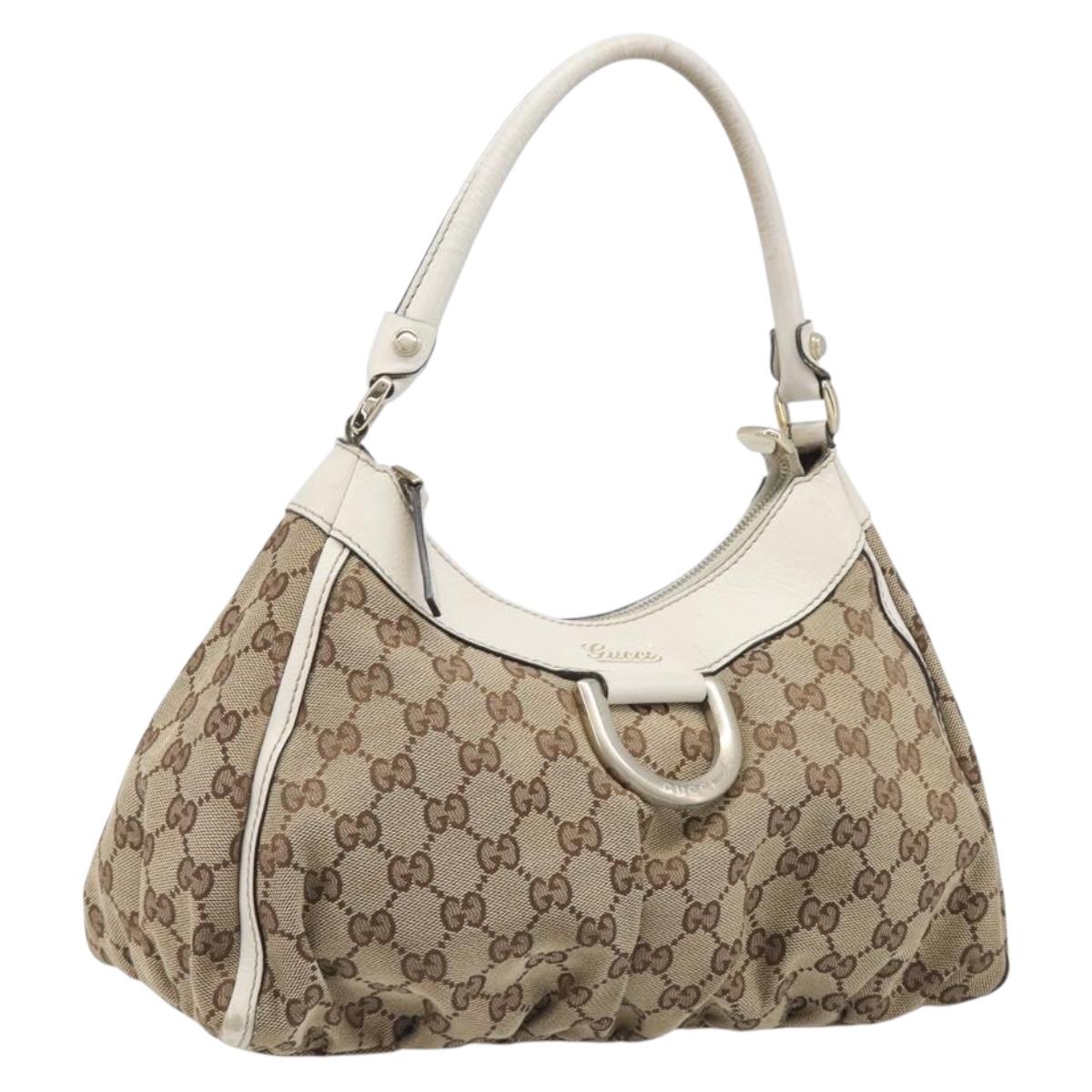 GUCCI GG Canvas Hand Bag Beige Gold 190525 Auth 199666V