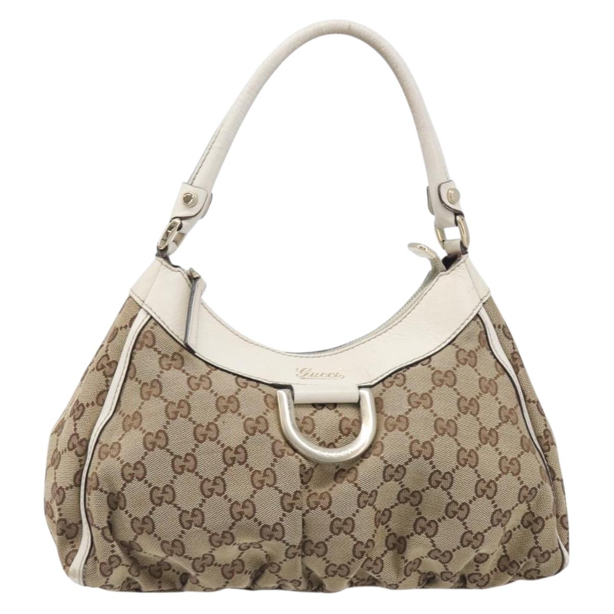 GUCCI GG Canvas Hand Bag Beige Gold 190525 Auth 199666V
