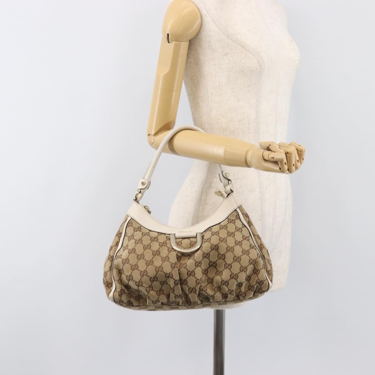 GUCCI GG Canvas Hand Bag Beige Gold 190525 Auth 199666V