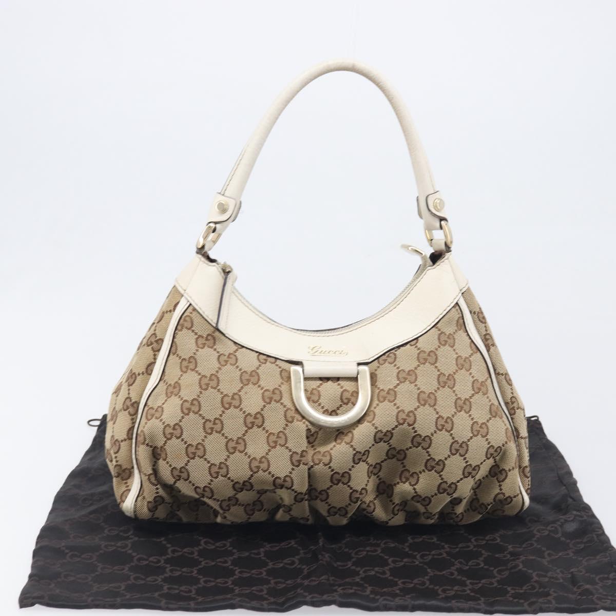 GUCCI GG Canvas Hand Bag Beige Gold 190525 Auth 199666V