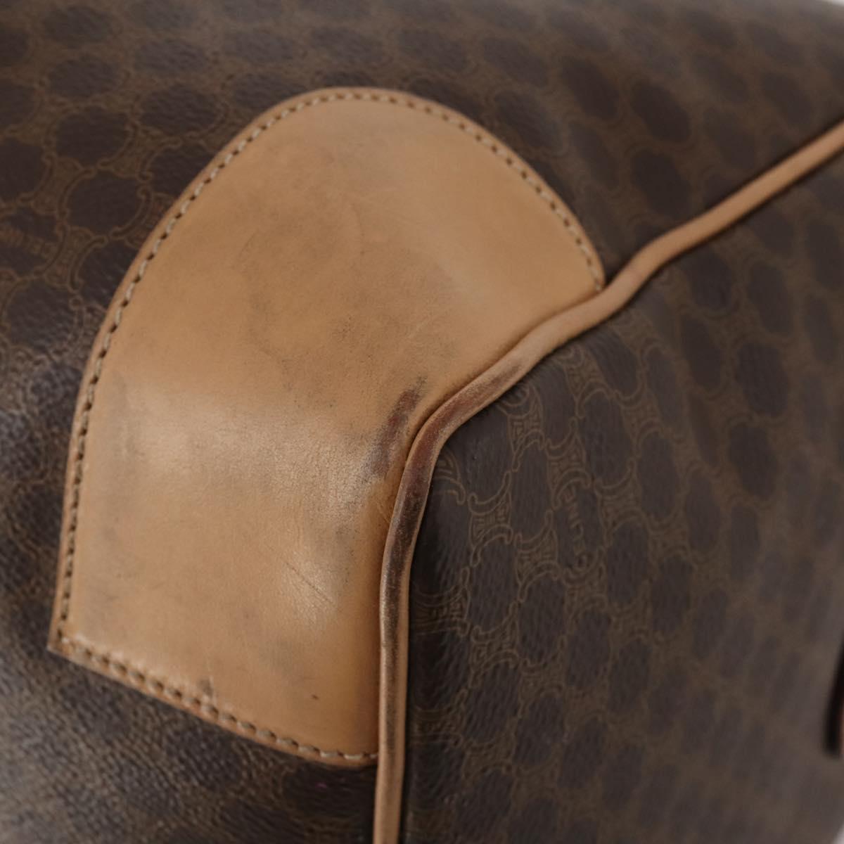 CELINE Macadam Canvas Boston Bag PVC Leather Brown Gold Auth 199669A