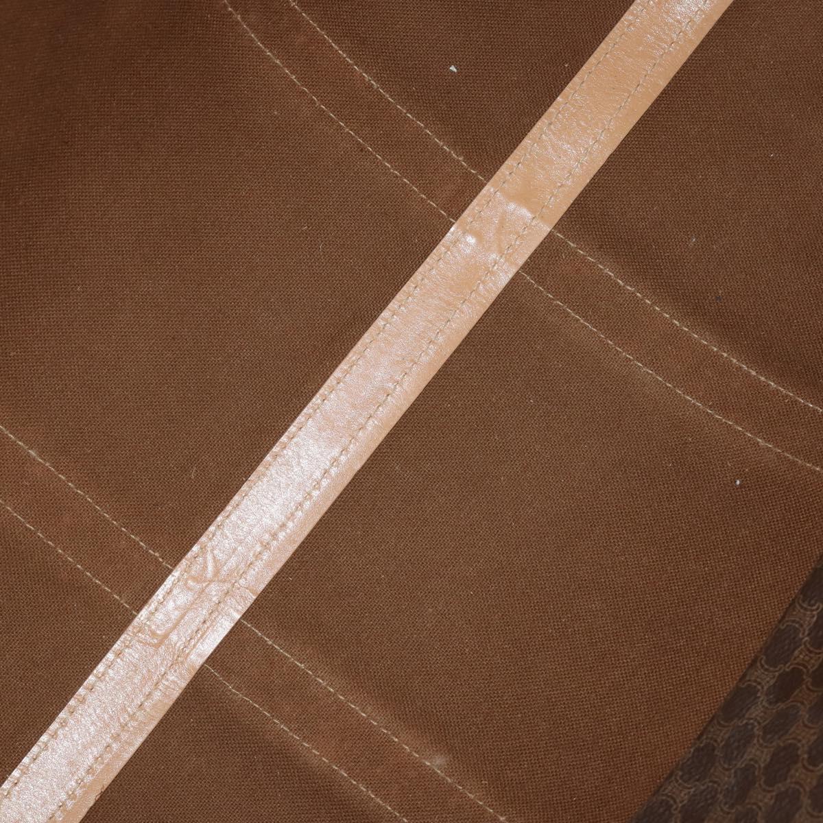 CELINE Macadam Canvas Boston Bag PVC Leather Brown Gold Auth 199669A