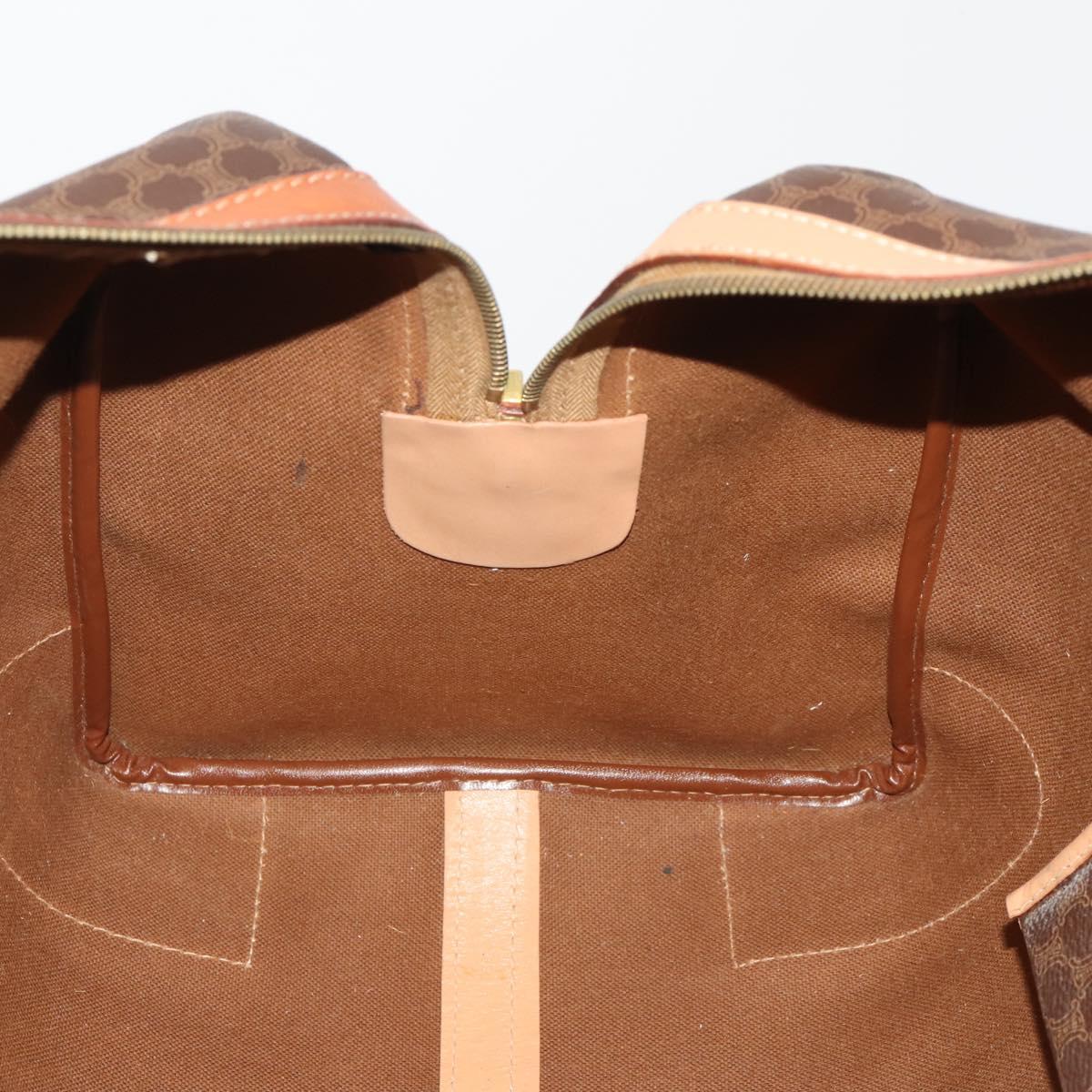 CELINE Macadam Canvas Boston Bag PVC Leather Brown Gold Auth 199669A