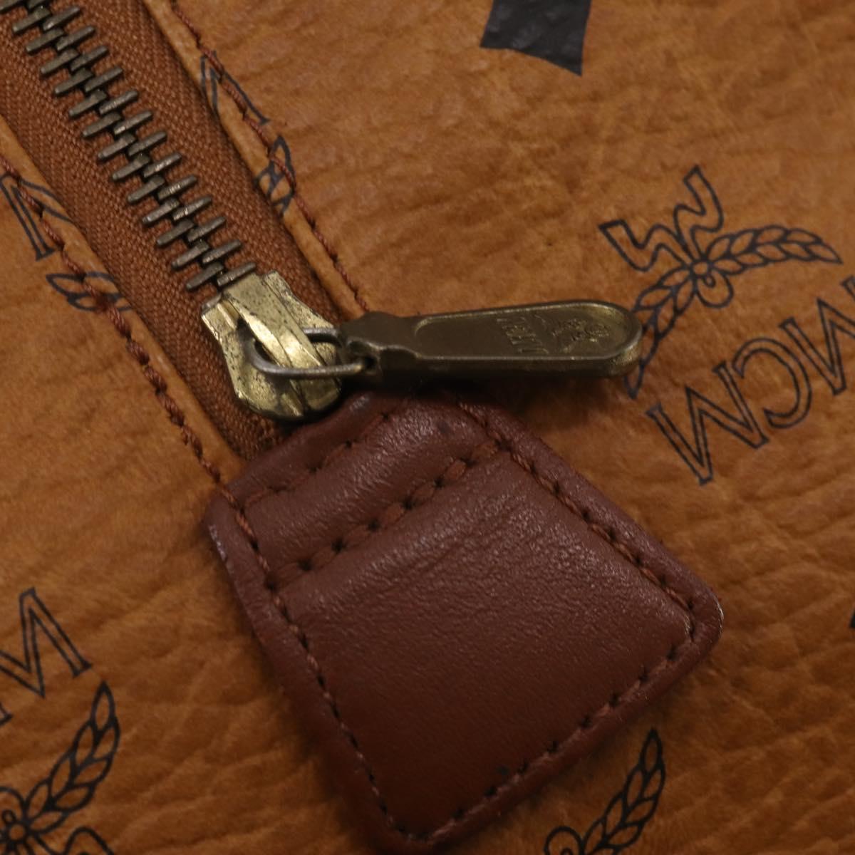 MCM Logogram Vicetos Boston Bag PVC Leather Brown Gold Auth 199670