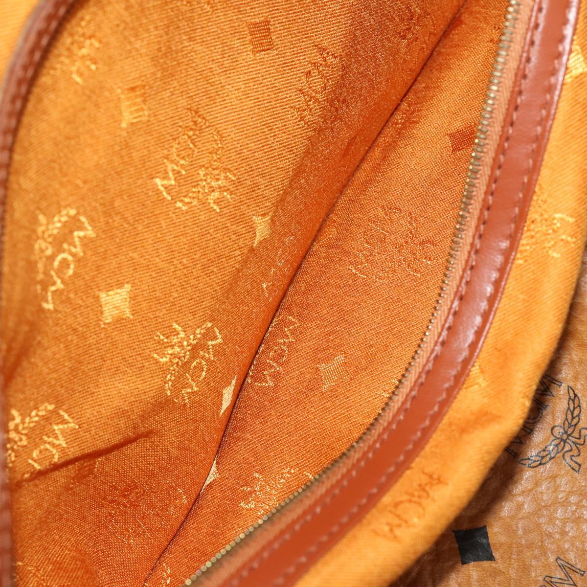 MCM Logogram Vicetos Boston Bag PVC Leather Brown Gold Auth 199670