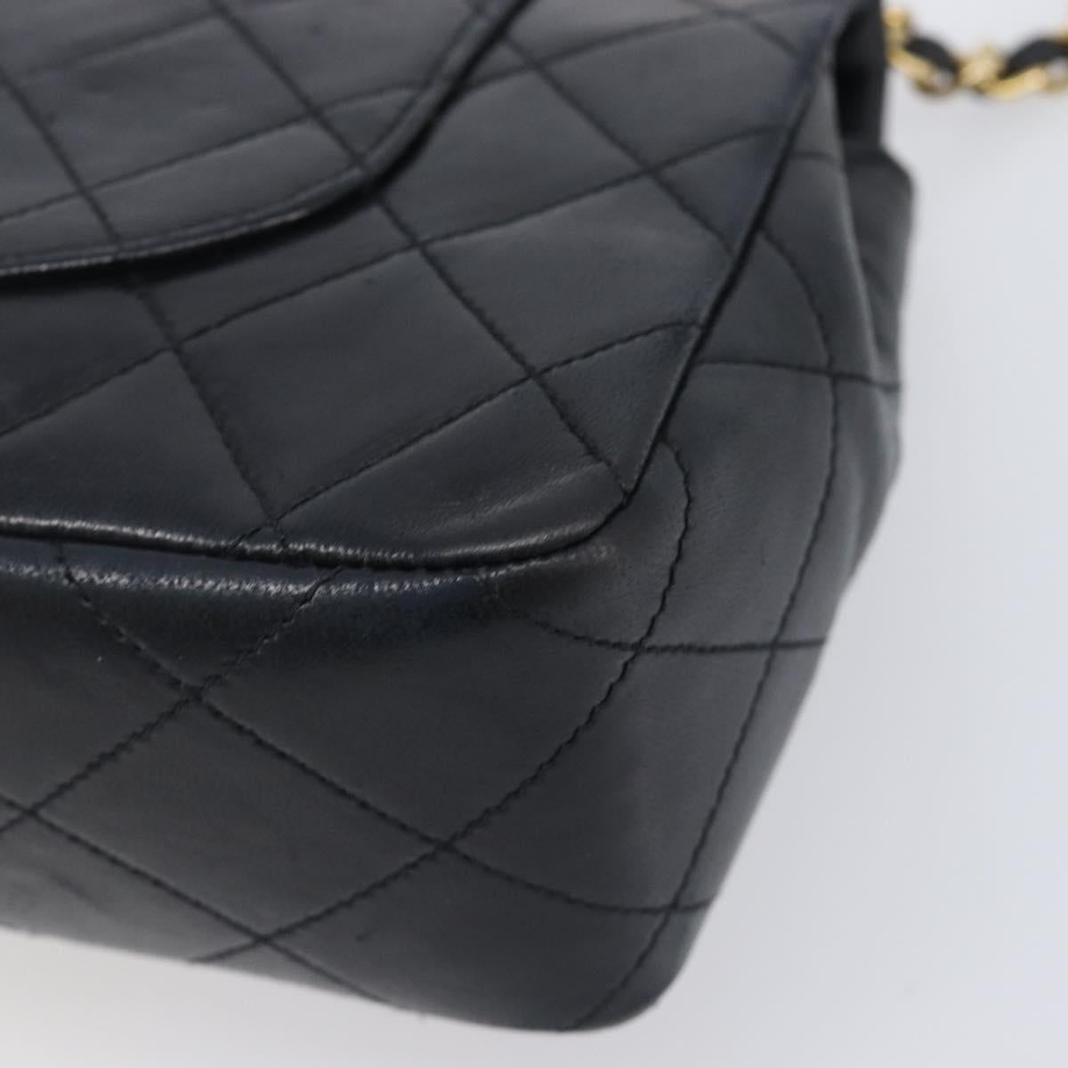 CHANEL Matelasse 23 Chain Shoulder Bag Lamb Skin Black Gold Tone CC Auth 199671V