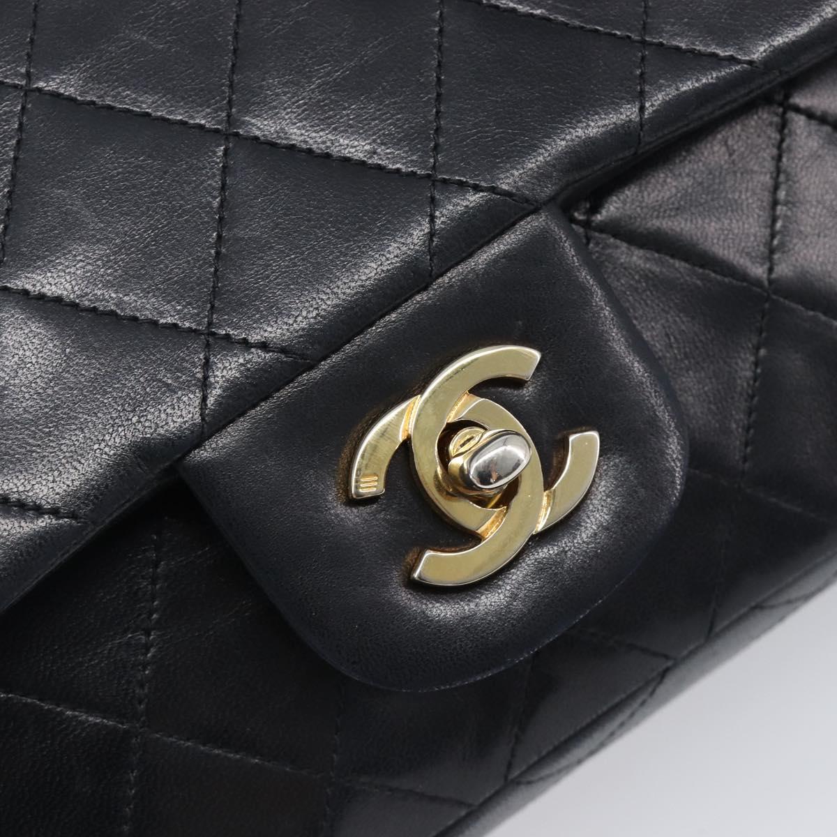 CHANEL Matelasse 23 Chain Shoulder Bag Lamb Skin Black Gold Tone CC Auth 199671V