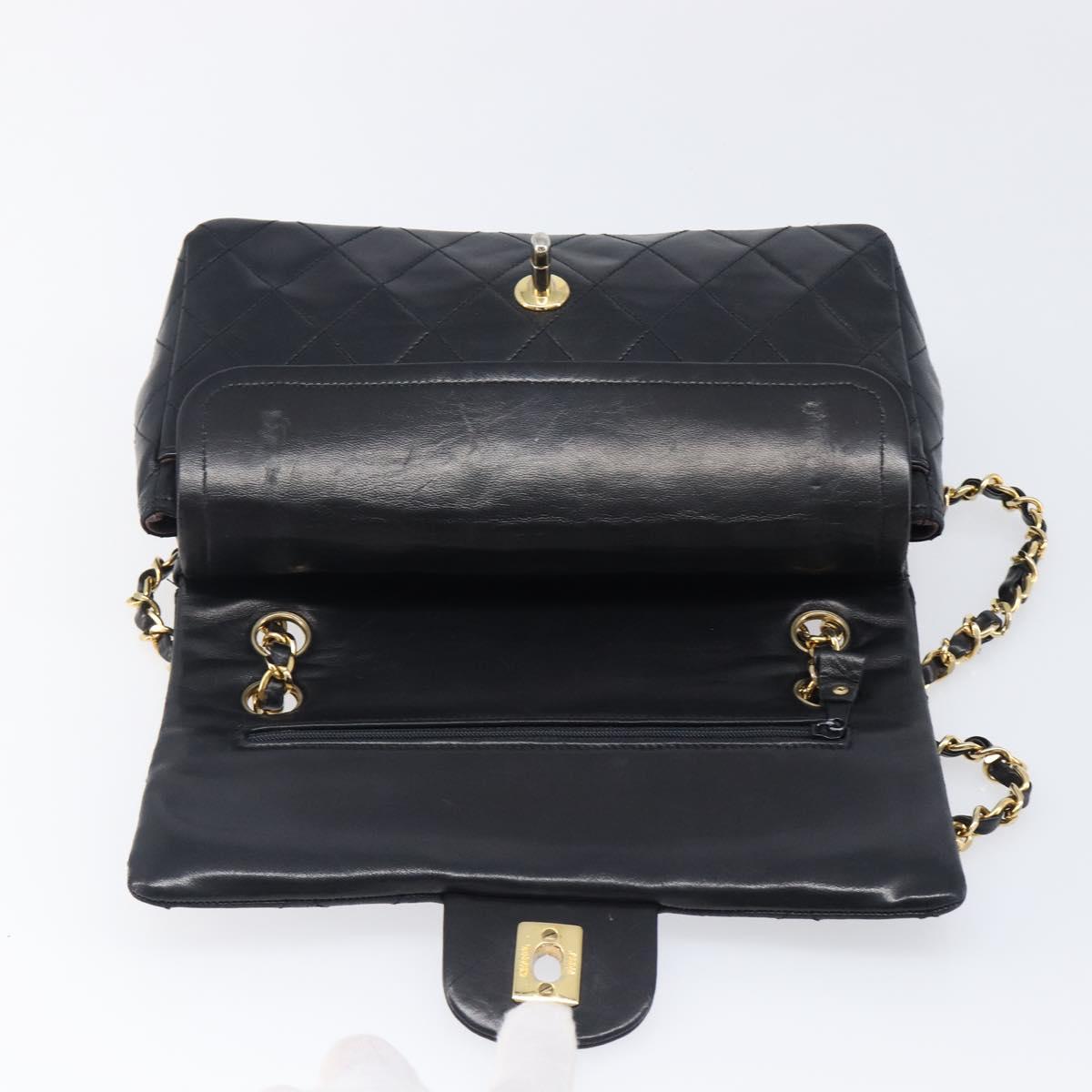 CHANEL Matelasse 23 Chain Shoulder Bag Lamb Skin Black Gold Tone CC Auth 199671V