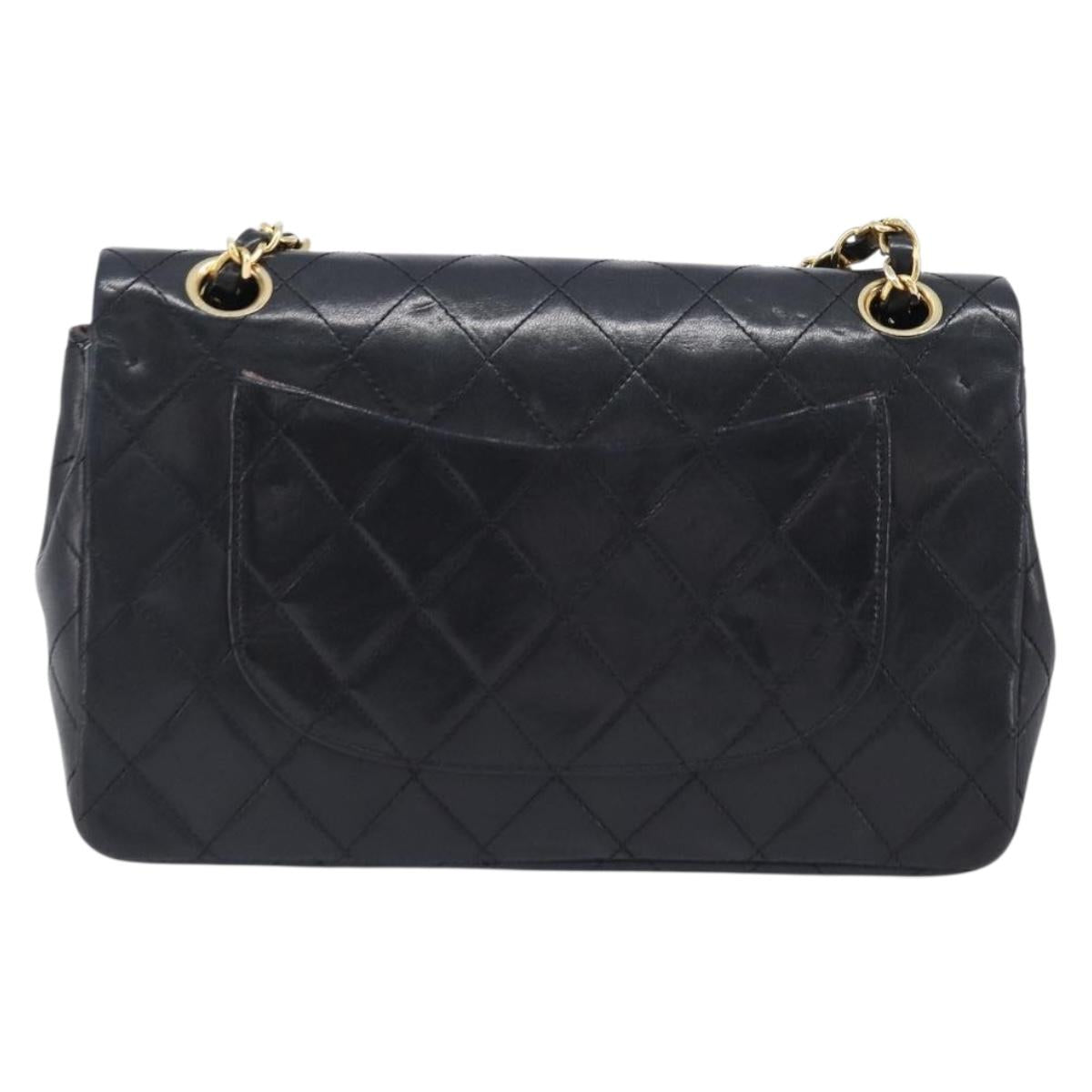 CHANEL Matelasse 23 Chain Shoulder Bag Lamb Skin Black Gold Tone CC Auth 199671V
