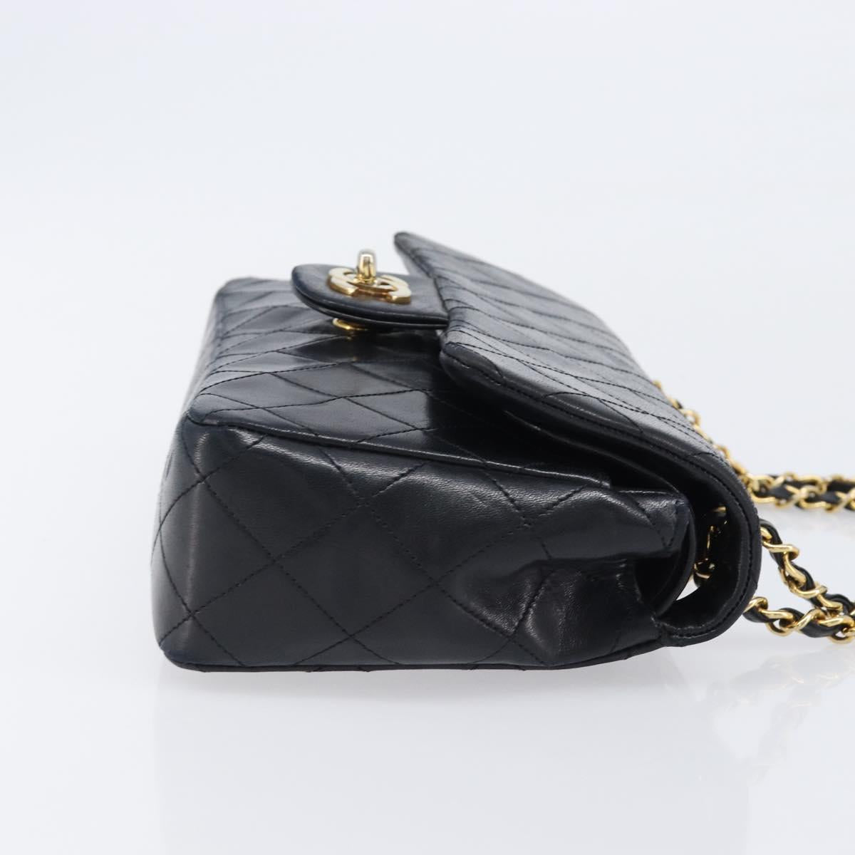 CHANEL Matelasse 23 Chain Shoulder Bag Lamb Skin Black Gold Tone CC Auth 199671V