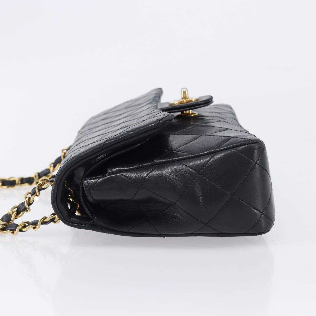 CHANEL Matelasse 23 Chain Shoulder Bag Lamb Skin Black Gold Tone CC Auth 199671V
