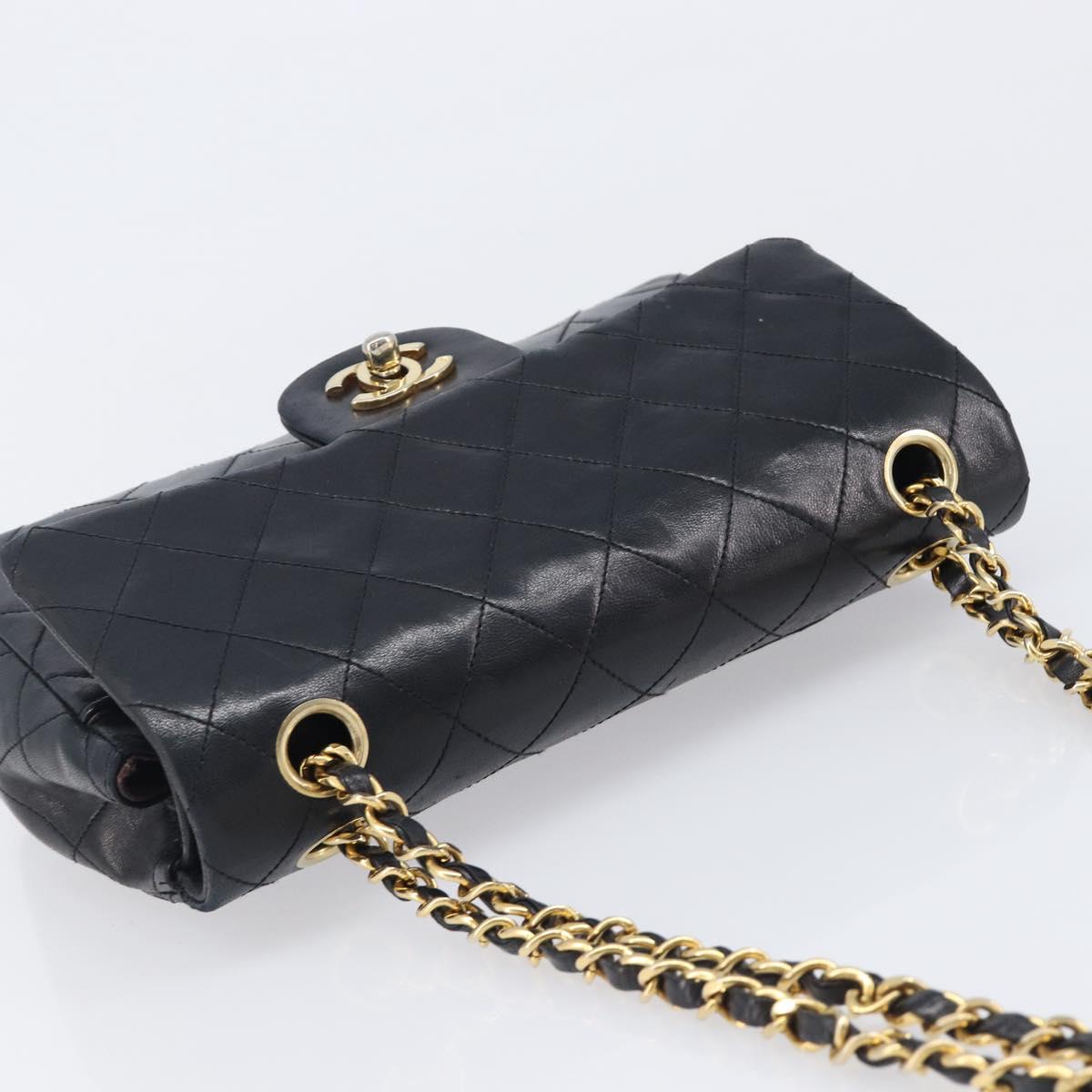 CHANEL Matelasse 23 Chain Shoulder Bag Lamb Skin Black Gold Tone CC Auth 199671V