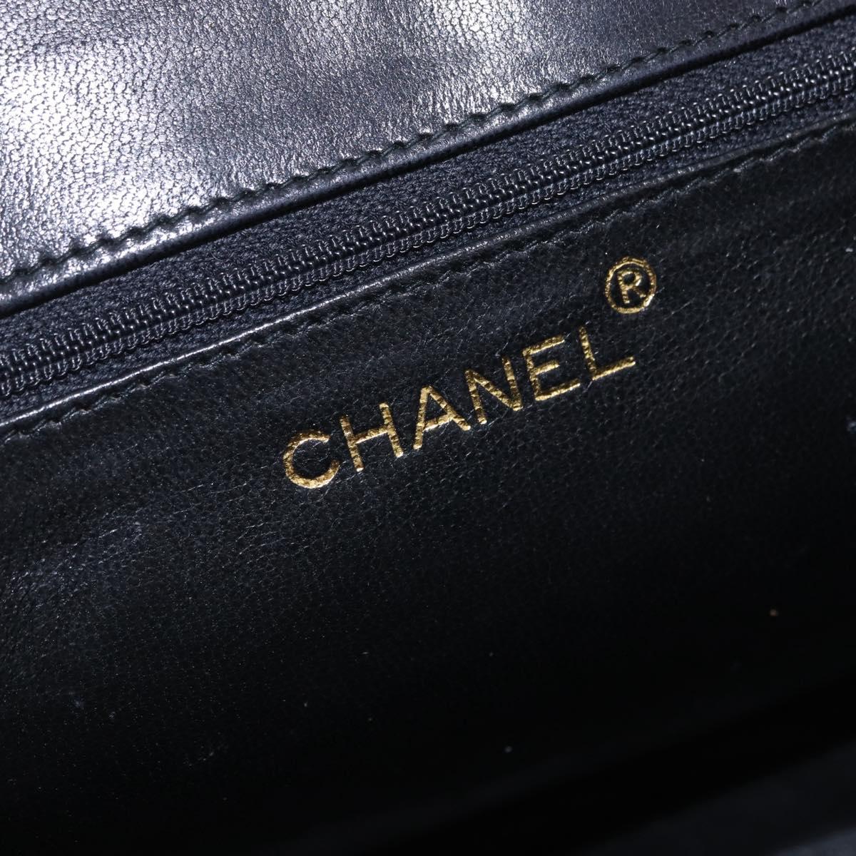 CHANEL Matelasse Chain Shoulder Bag Lamb Skin Black Gold CC Auth 199673V