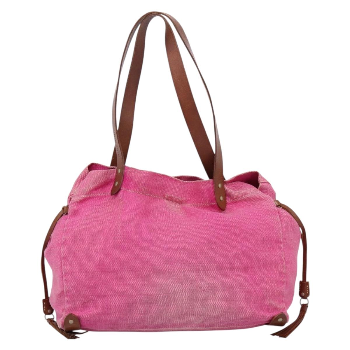 Miu Miu Tote Bag Canvas Pink Auth 199676
