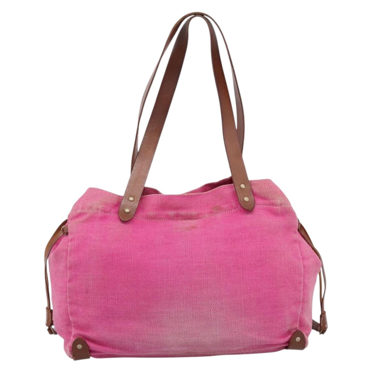 Miu Miu Tote Bag Canvas Pink Auth 199676