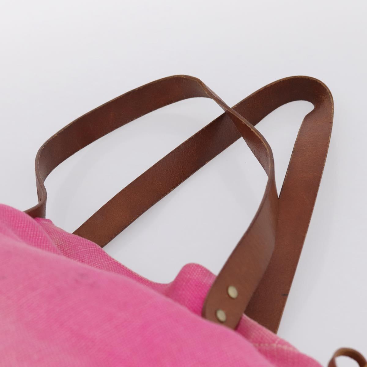 Miu Miu Tote Bag Canvas Pink Auth 199676
