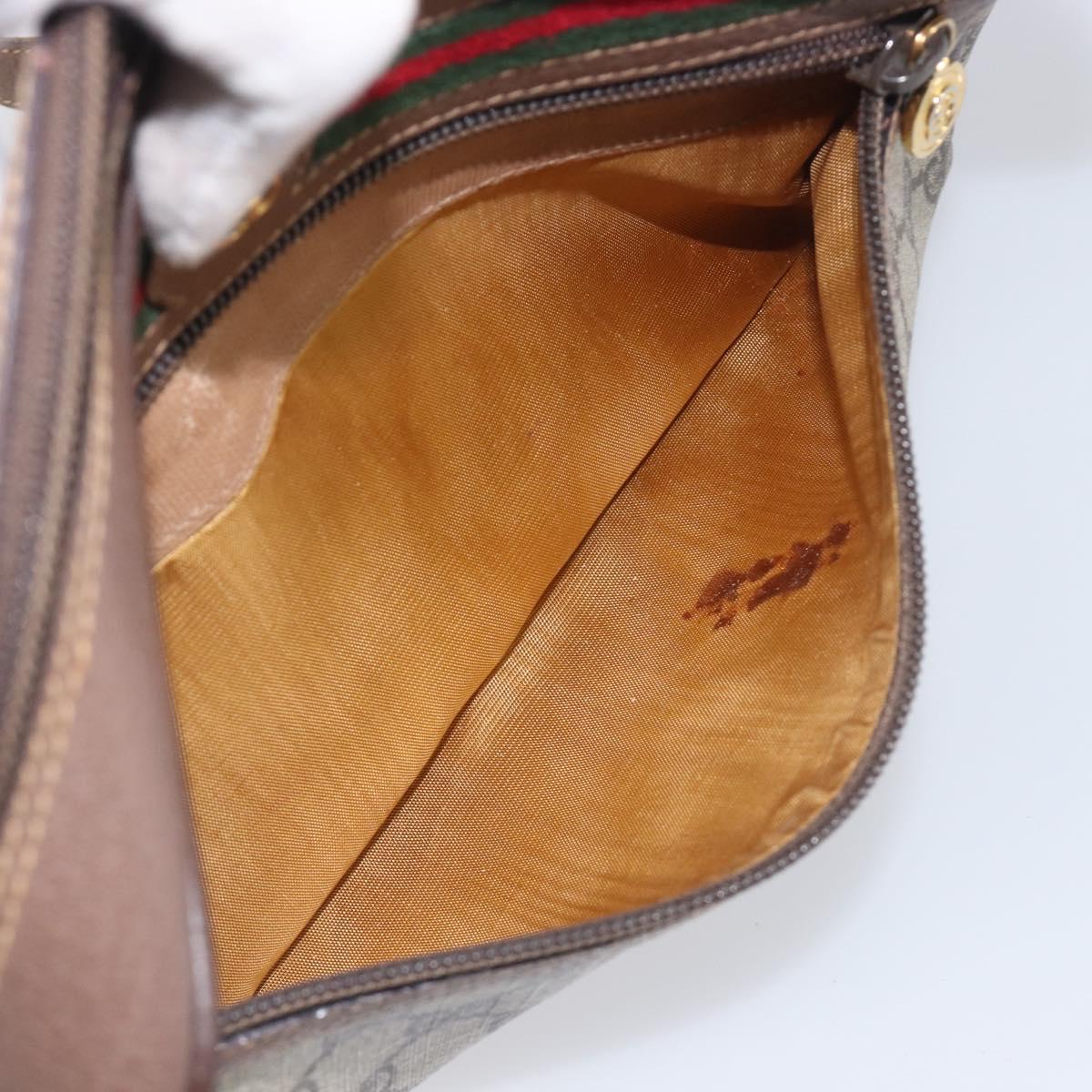 GUCCI GG Supreme Web Sherry Line Bag PVC Beige Gold 001 113 6472 Auth 199679