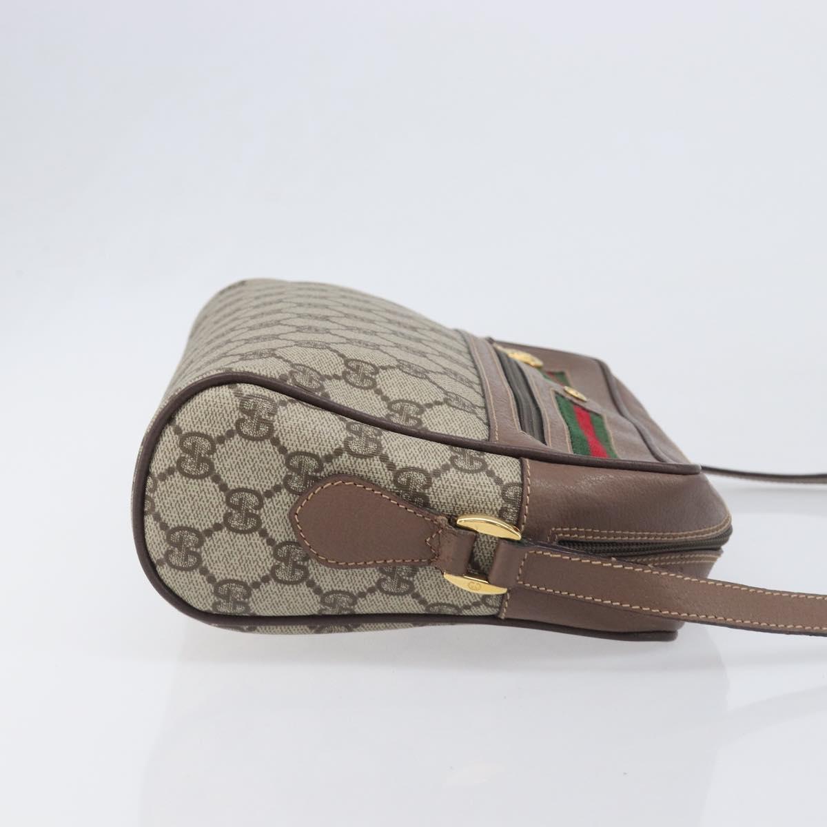 GUCCI GG Supreme Web Sherry Line Bag PVC Beige Gold 001 113 6472 Auth 199679