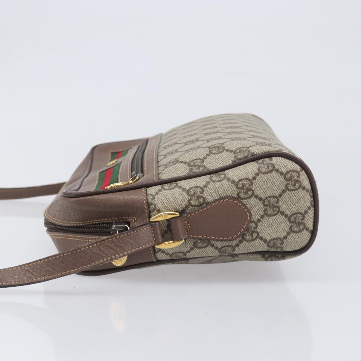 GUCCI GG Supreme Web Sherry Line Bag PVC Beige Gold 001 113 6472 Auth 199679
