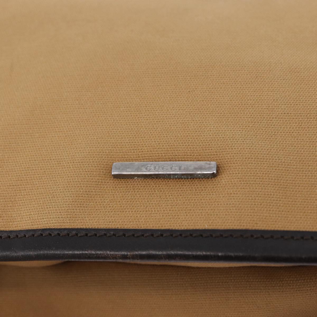 GUCCI Web Sherry Line Shoulder Bag Canvas Beige Silver 001 4321 Auth 199680A