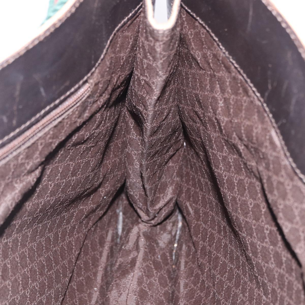 GUCCI Web Sherry Line Shoulder Bag Canvas Beige Silver 001 4321 Auth 199680A