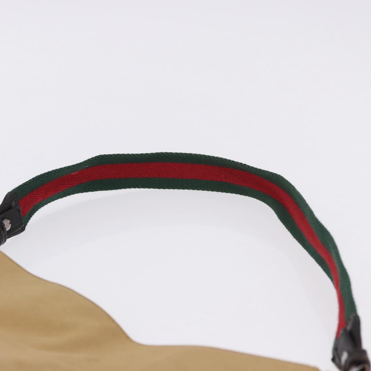 GUCCI Web Sherry Line Shoulder Bag Canvas Beige Silver 001 4321 Auth 199680A