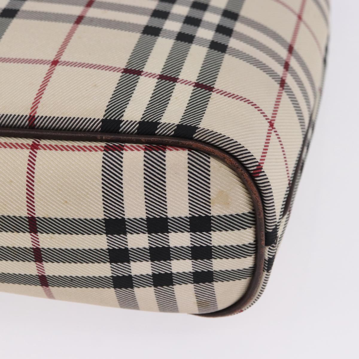 BURBERRY Nova Check Hand Bag Canvas Beige Silver Auth 199684
