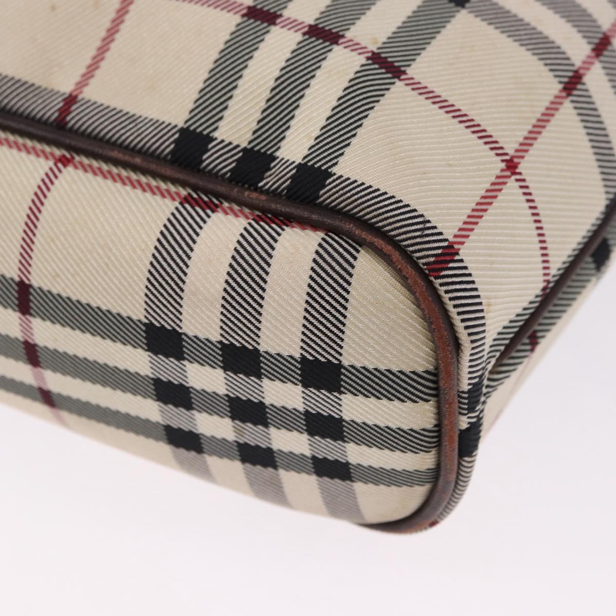 BURBERRY Nova Check Hand Bag Canvas Beige Silver Auth 199684