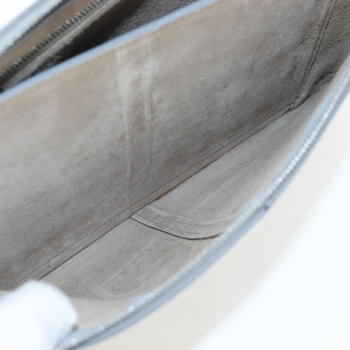 CELINE Chain Trillodo Shoulder Bag Leather Light Blue Silver Auth 199685V