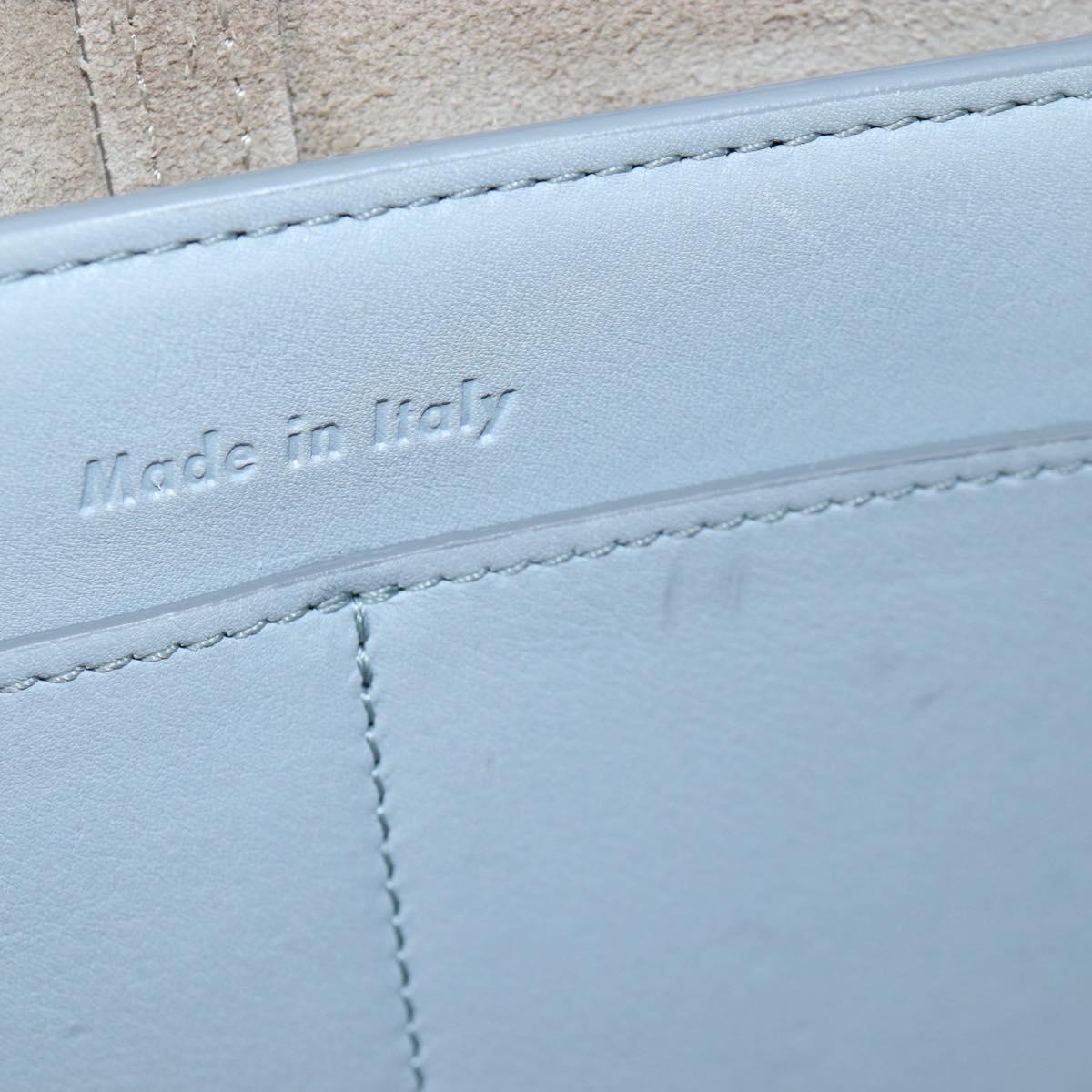 CELINE Chain Trillodo Shoulder Bag Leather Light Blue Silver Auth 199685V