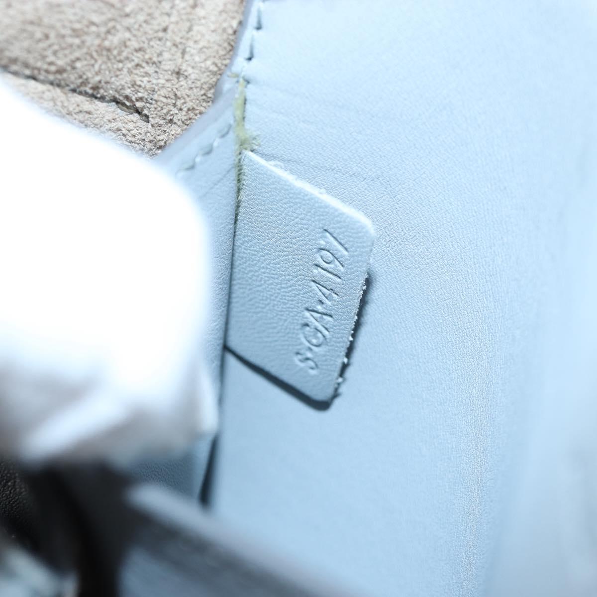 CELINE Chain Trillodo Shoulder Bag Leather Light Blue Silver Auth 199685V