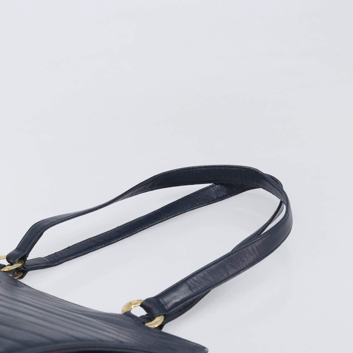 SAINT LAURENT Tote Bag Leather Navy Gold Auth 199687