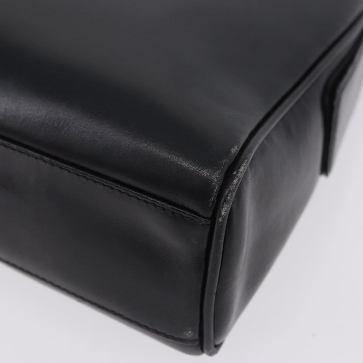 GUCCI Shoulder Bag Leather Black Gold Auth 199689