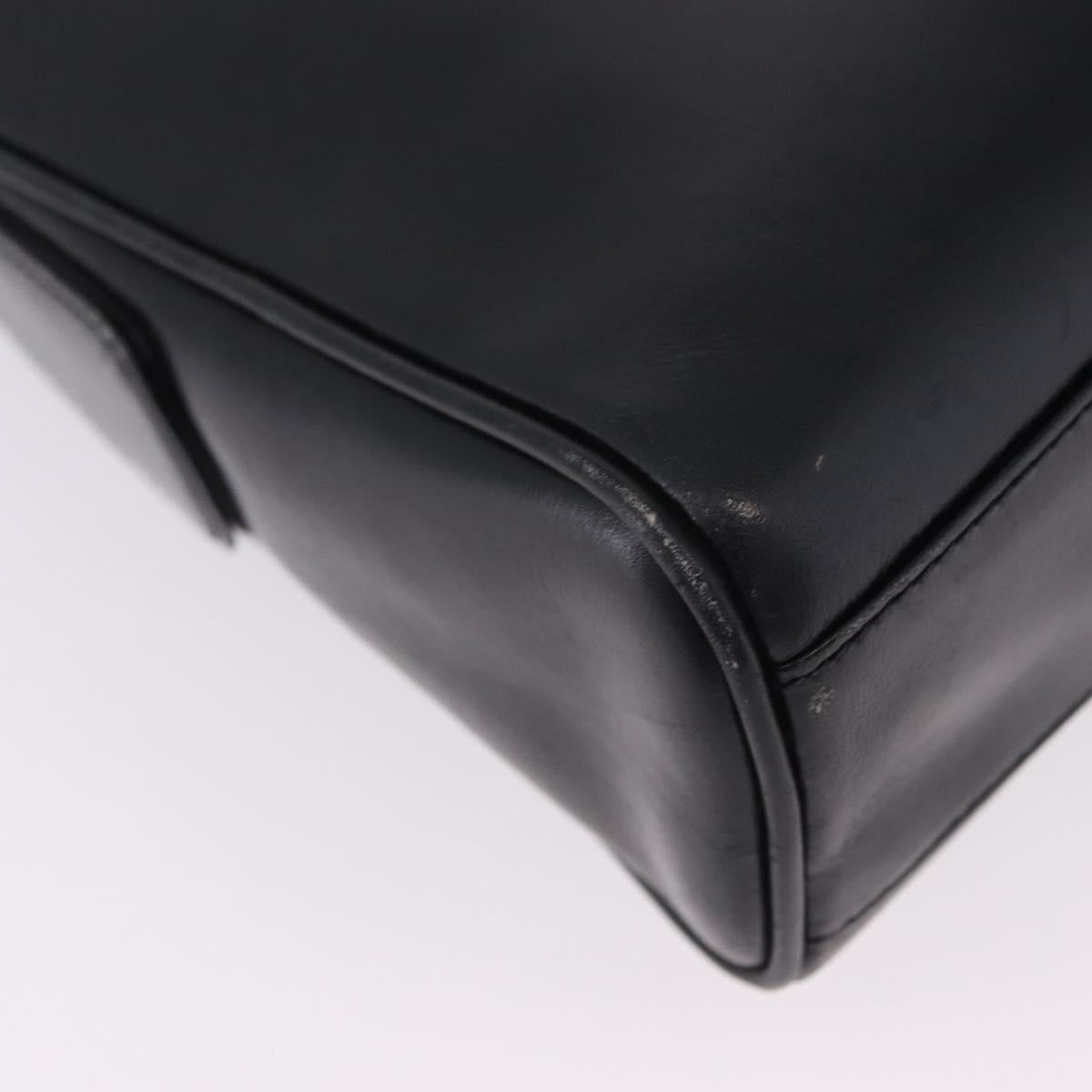 GUCCI Shoulder Bag Leather Black Gold Auth 199689
