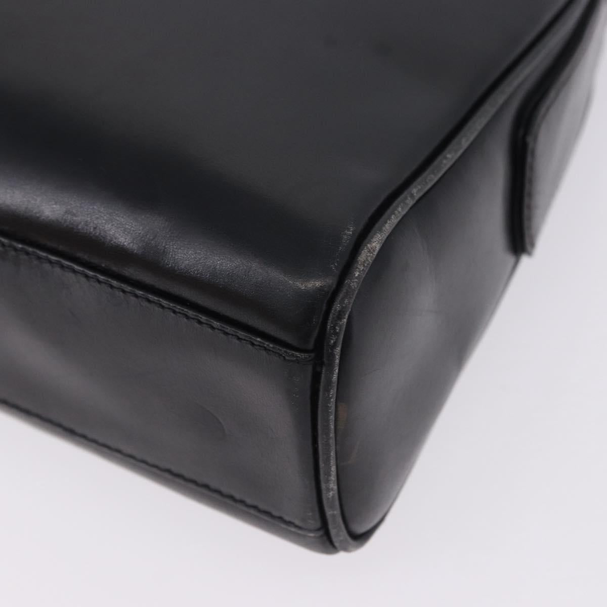 GUCCI Shoulder Bag Leather Black Gold Auth 199689