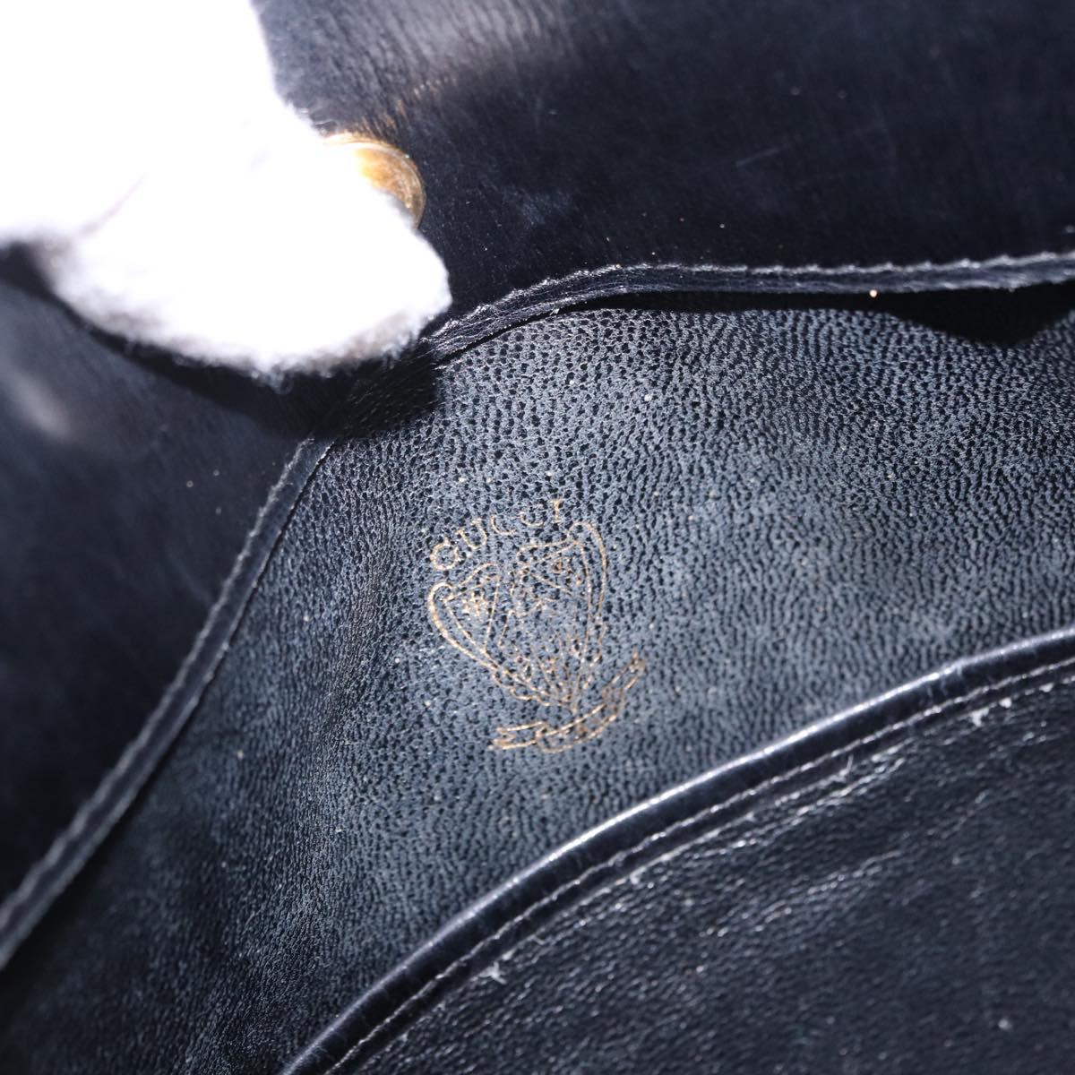 GUCCI Shoulder Bag Leather Black Gold Auth 199689
