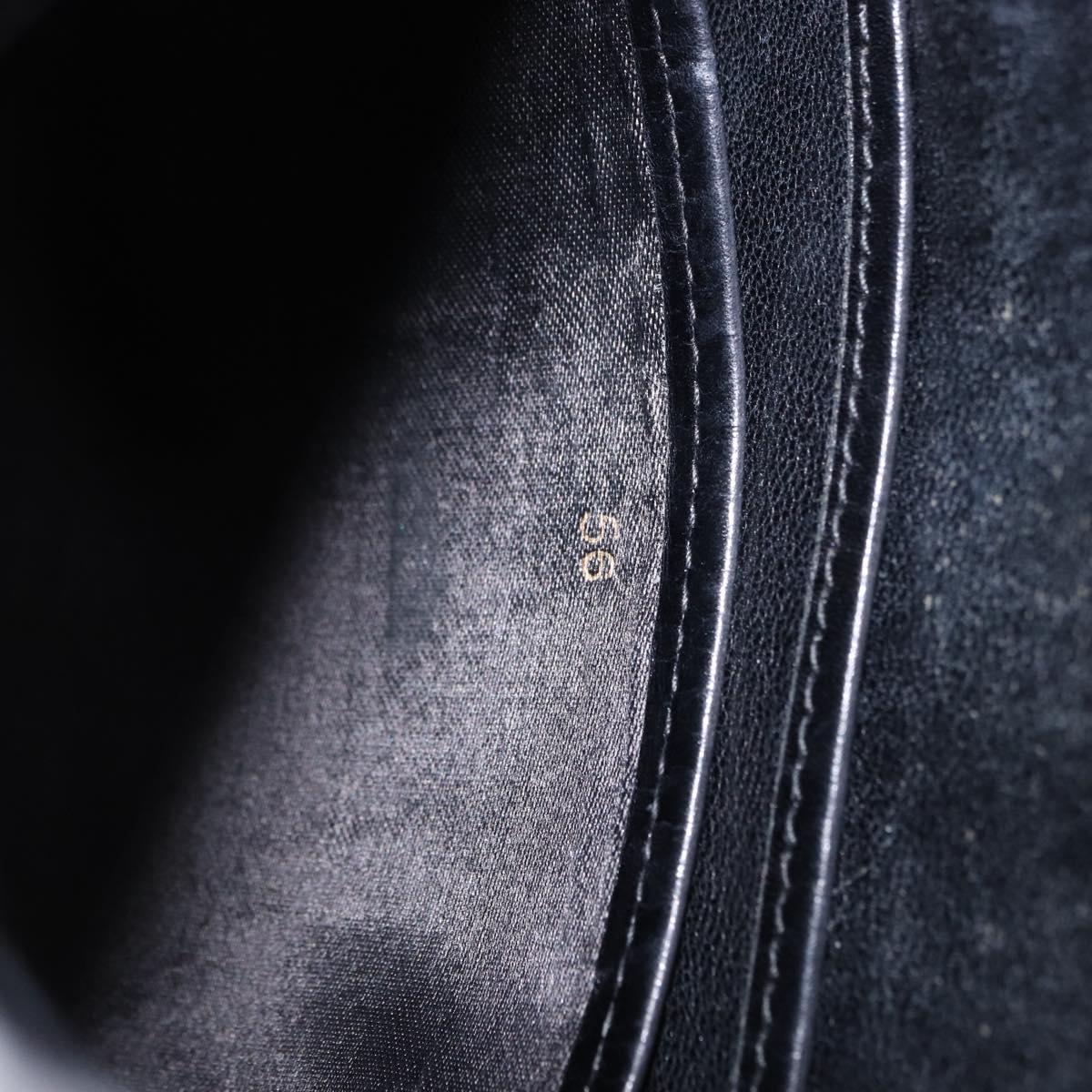 GUCCI Shoulder Bag Leather Black Gold Auth 199689