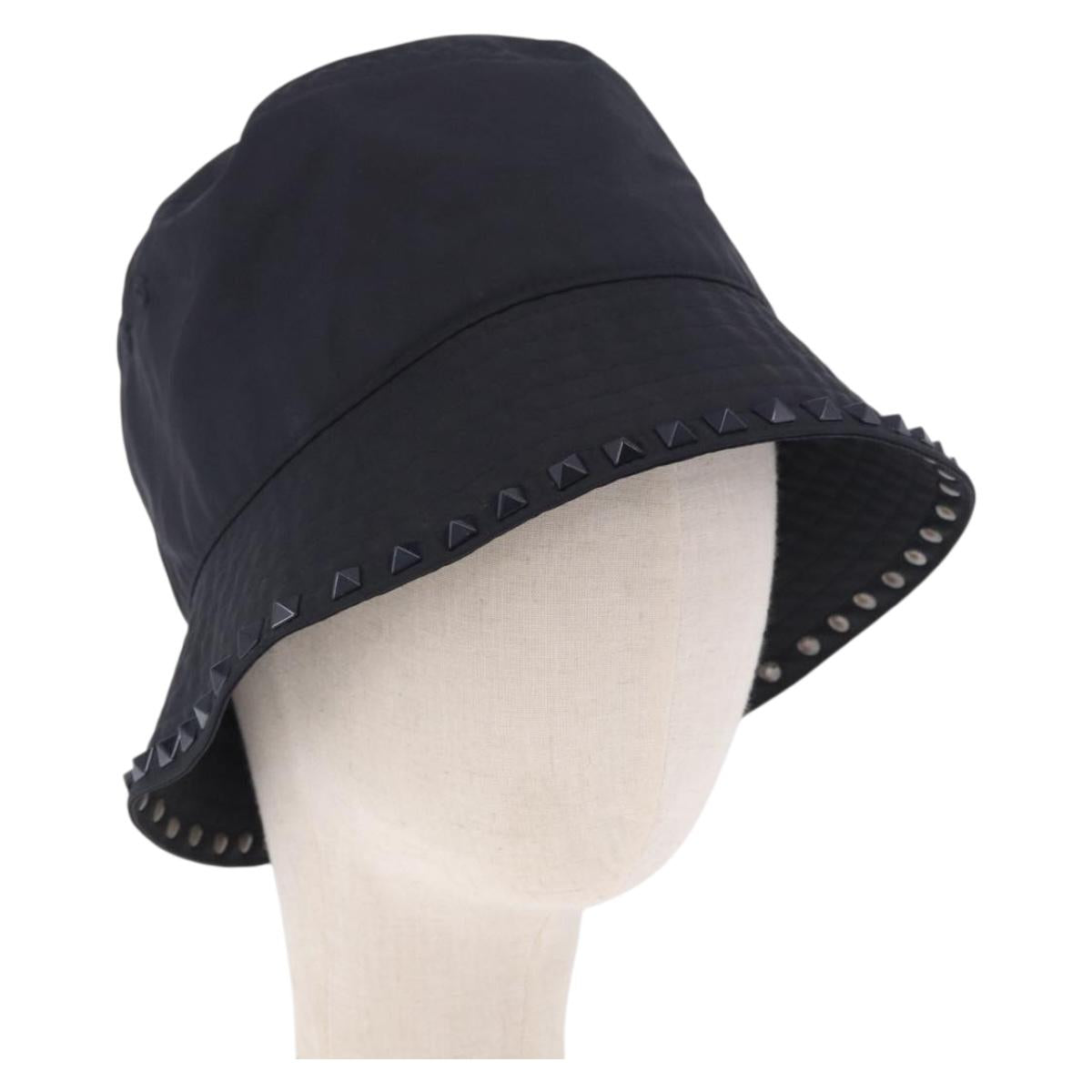 VALENTINO Rock Studs Hat Nylon Black Auth 199690V