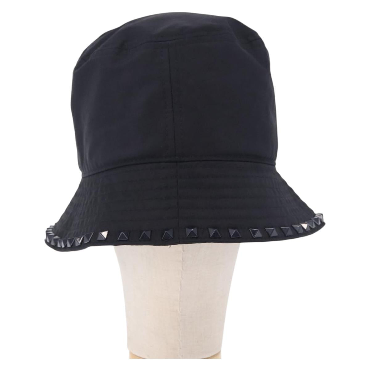 VALENTINO Rock Studs Hat Nylon Black Auth 199690V